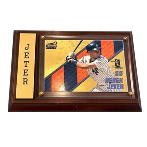 Vintage Derek Jeter New York Yankees 1996 Baseball Card in the Wooden Plaque